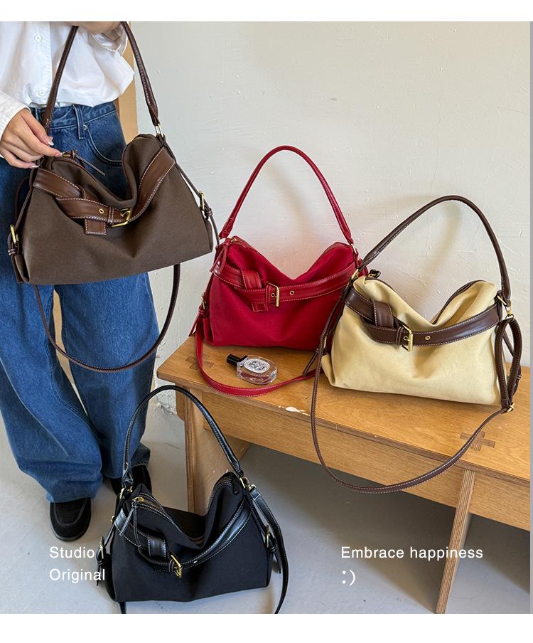 2026 Korean Style One-Shoulder Women's Large Capacity Crossbody Bag - High-End Solid Color Tote