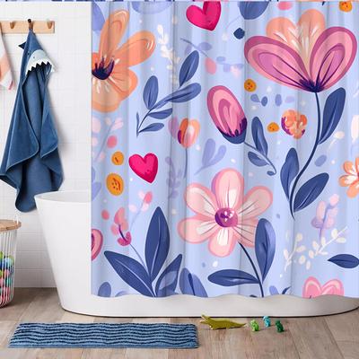 Watercolor Floral Shower Curtain - Water-Resistant, Easy To Clean, Adds a Soft and Artistic Touch To Your Bathroom Decor
