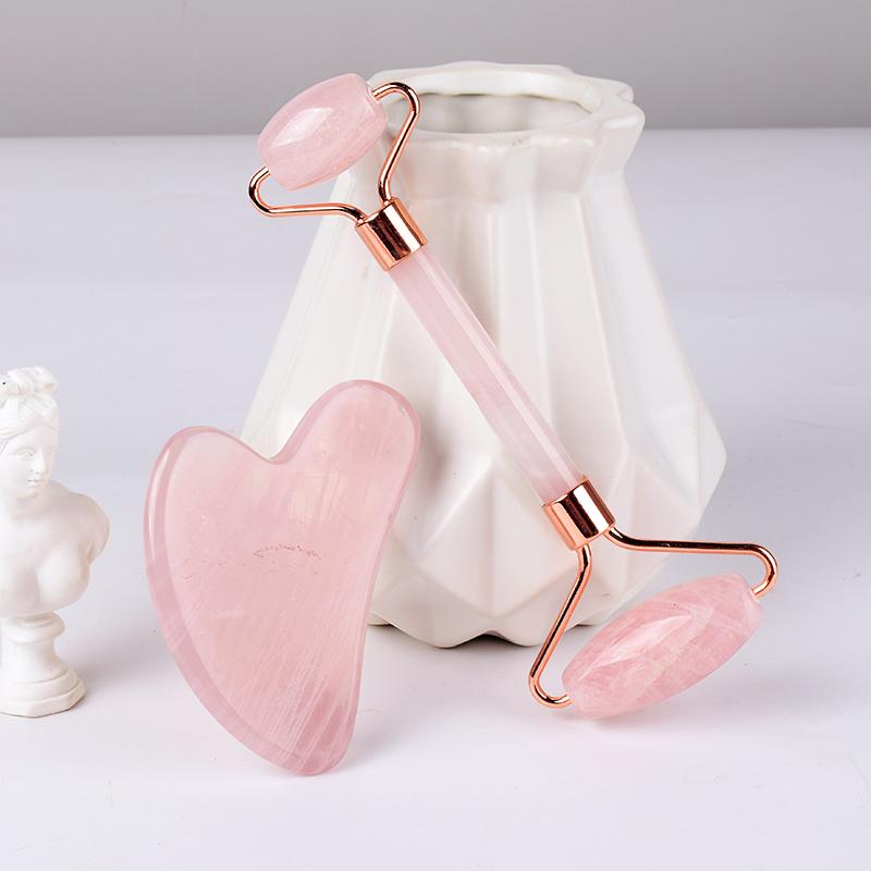 Facial Care Massage Roller, Natural Rose Quartz Guasha Skin Care Tool, Acupuncture Massage Neck Slimming, Anti Wrinkle Cellulitis