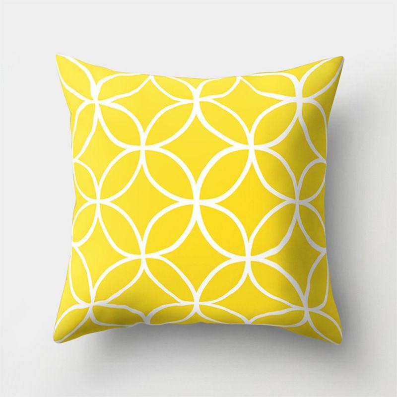 Yellow Geometric Cushion Cover For Home Sofa Decoration 18 Inch