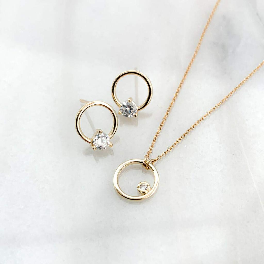 [Naot Jewelry] Women's Necklace Cubic Zirconia Gold Cubic Zirconia Circle Necklace