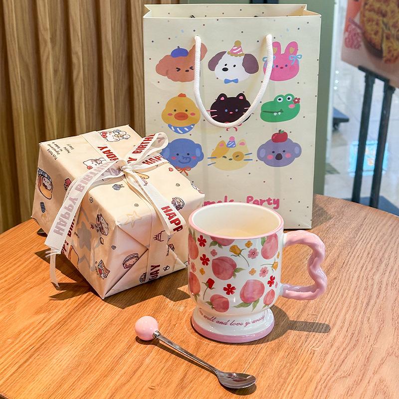Cană ceramică drăguță pentru fructe cadou de ziua de naștere fată cană cafea lapte cadou suvenir prietenă cutie cadou