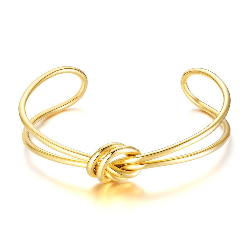 Trendy Round Circular Open Knot Cuff Bangle Bracelets For Women Elegant GoldColor Jewelry Noeud Armband Pulseiras