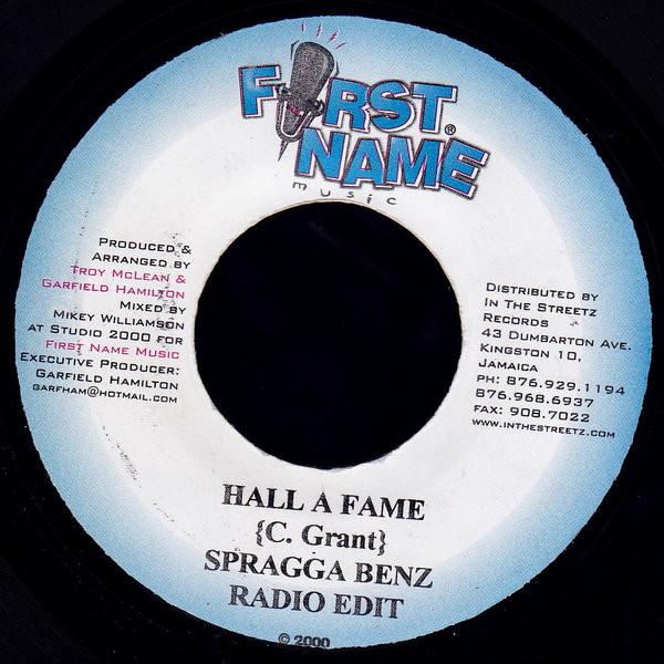 7inch Record SPRAGGA BENZ - Hall A Fame NONE First Name Musi 2001 Jamaica Reggae, Ska & Dub Used