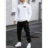 BRO Basketball Printed New Men's Zipper Sweatshirt and Pants Two Piece, Comfortable Fashionable and Warm for Autumn and Winter Men