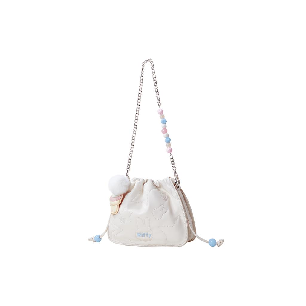New Miffy Synthetic Leather Shoulder Bag, Bucket Bag, Chain Bag, Crossbody Bag Regular Women's White/Pink MF2444-01