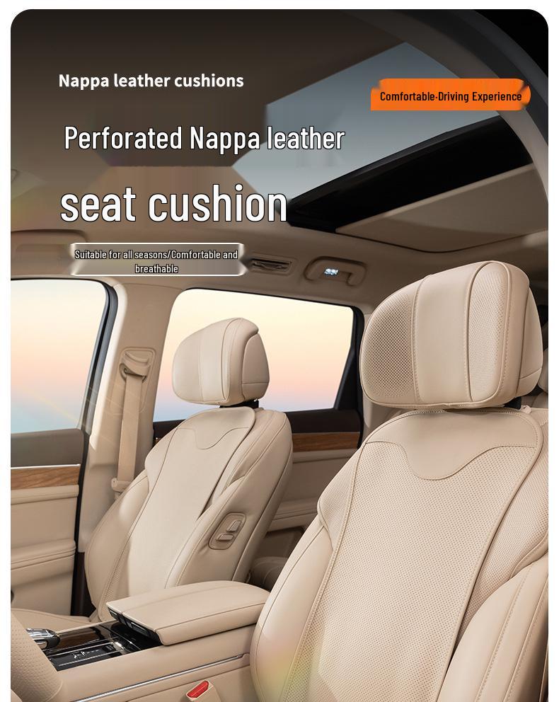 Napa Leather Car Seat Cushion - All-Season Breathable Cover for Mercedes, BMW, Volkswagen