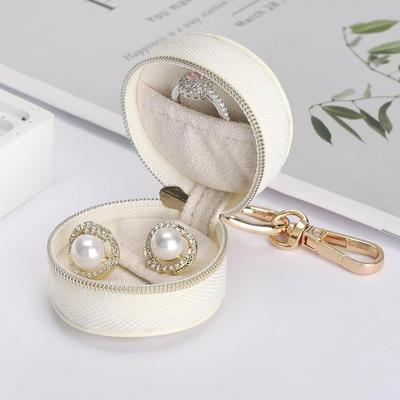 Portable Ring Holder Keychain Travel Jewelry Organizer Box with Key Chain for Women Men  Display Storage Box