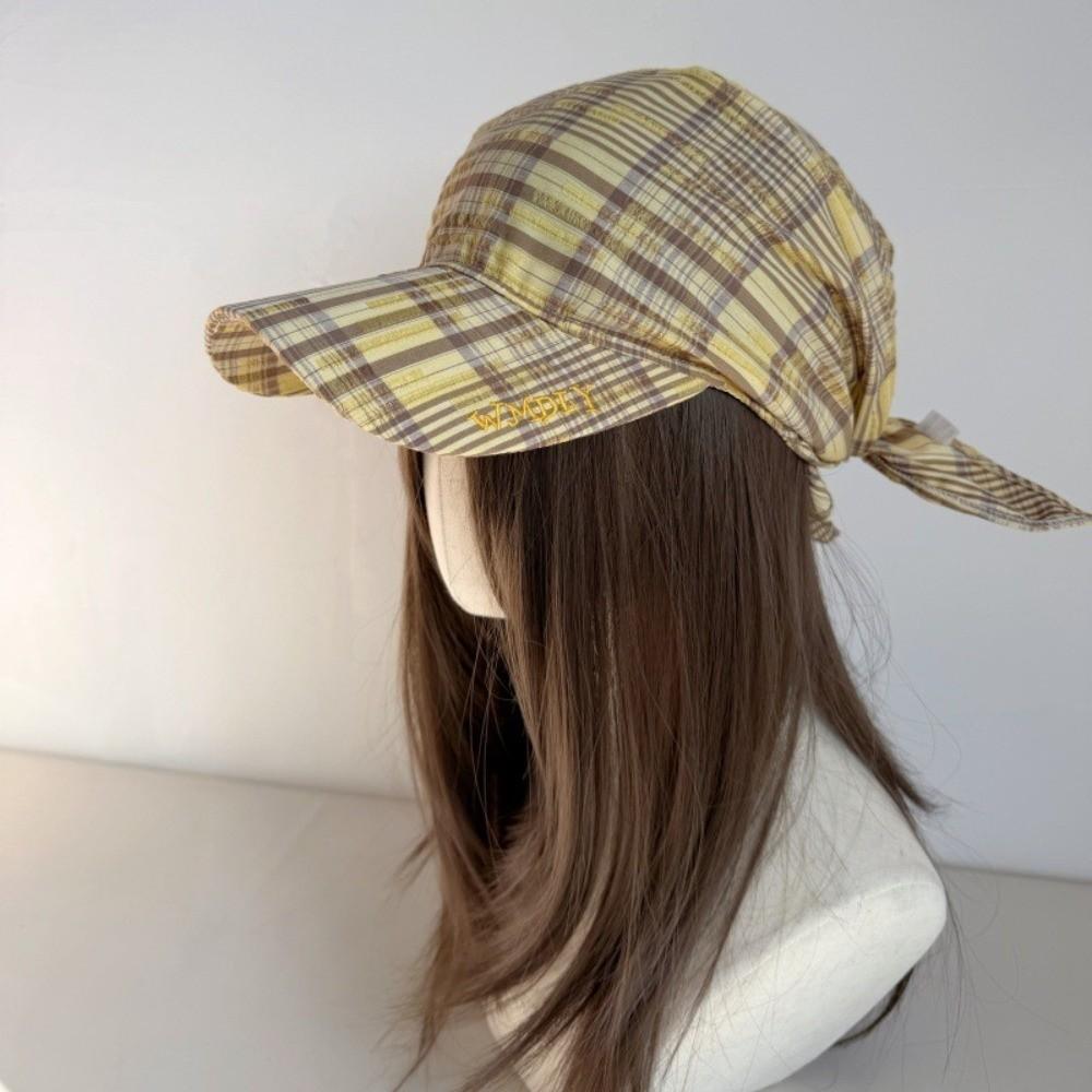 Retro Retro Plaid Sun Hat Contrasting Color Retro Plaid Turban Hat Women's Wear