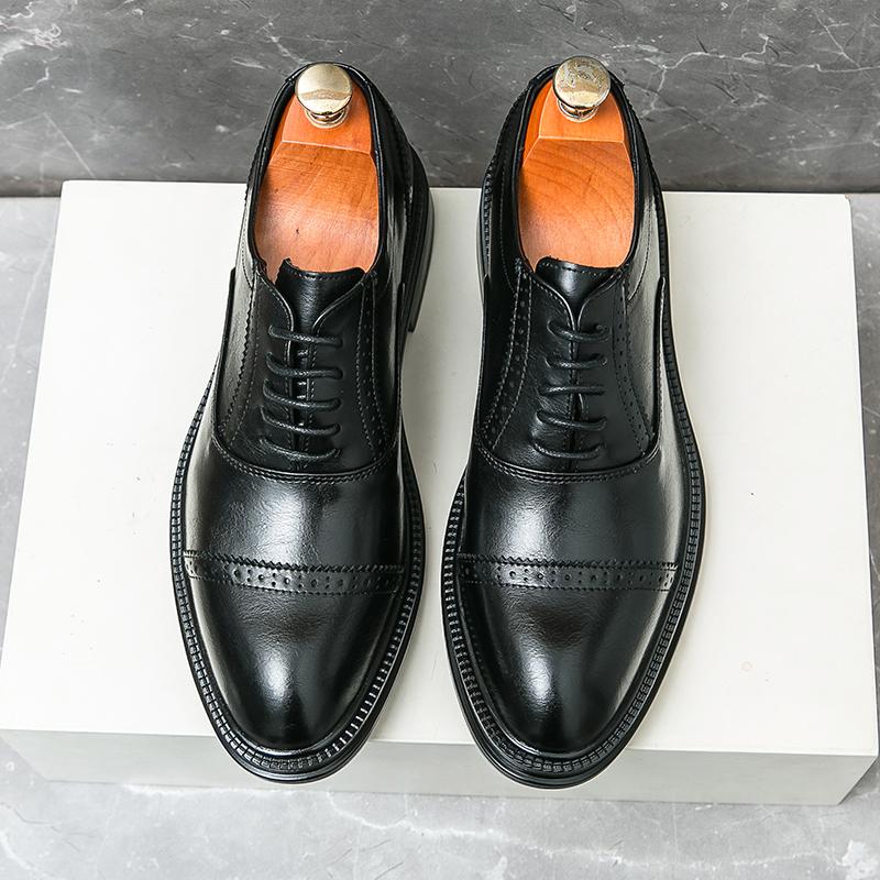 High End Party Dress Shoes Lightweight Men's Split Leather Shoes Luxurious Men’s Pointed Toe Shoes for Wedding Free Delivery