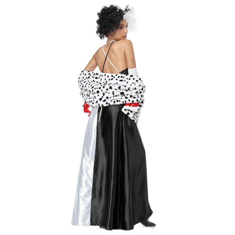 2021 Cruella 101 Dalmatians Evening Gown: Halloween Costume & Stage Performance Outfit