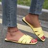 35-45 Large Size New Women's Slippers Flat Bottom Square Head Cross Cool Slippers Versatile Outer Wear Women's Drag