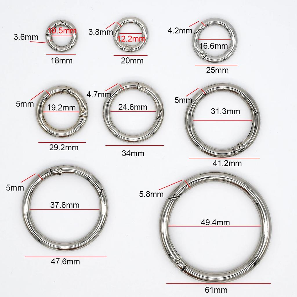 5 sztuk/partia metalowe o-ring sprężynowe klamry otwierane okrągłe karabińczyk brelok klipsy do torby hak pies łańcuszek klamry złącze dla DIY biżuteria