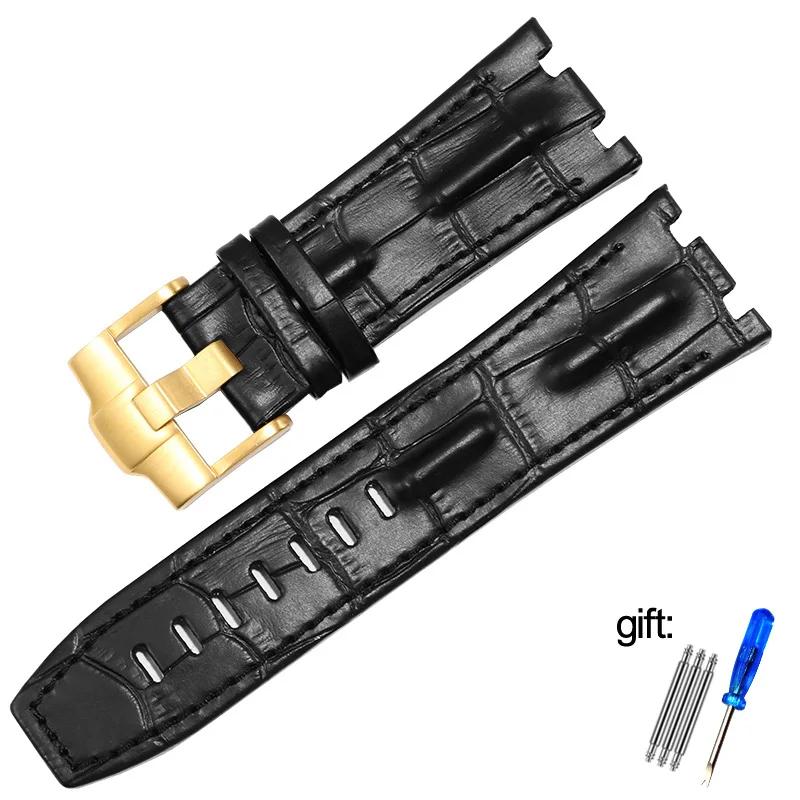 Genuine Leather watch Strap For AP  15703 Royal Oak Offshore Series 28mm Black Brown Blue Watchbands accessories men