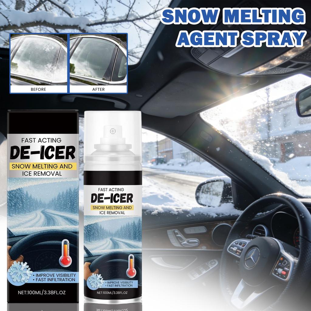 Fast Acting -Icer Spray  100ml Ice & Snow Melting Spray For Car Windshields  & Mirrors  Quick Ice Removal To Improve Winter Driving Visibility 100ml