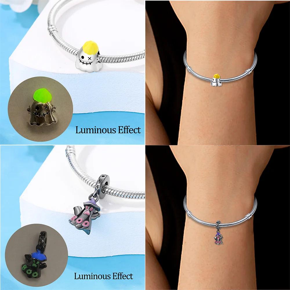 Charms Plataoriginales Luminous Pumpkin Beads For Charms Copper Bracelet Beads Jewellery Making Women'S Gift