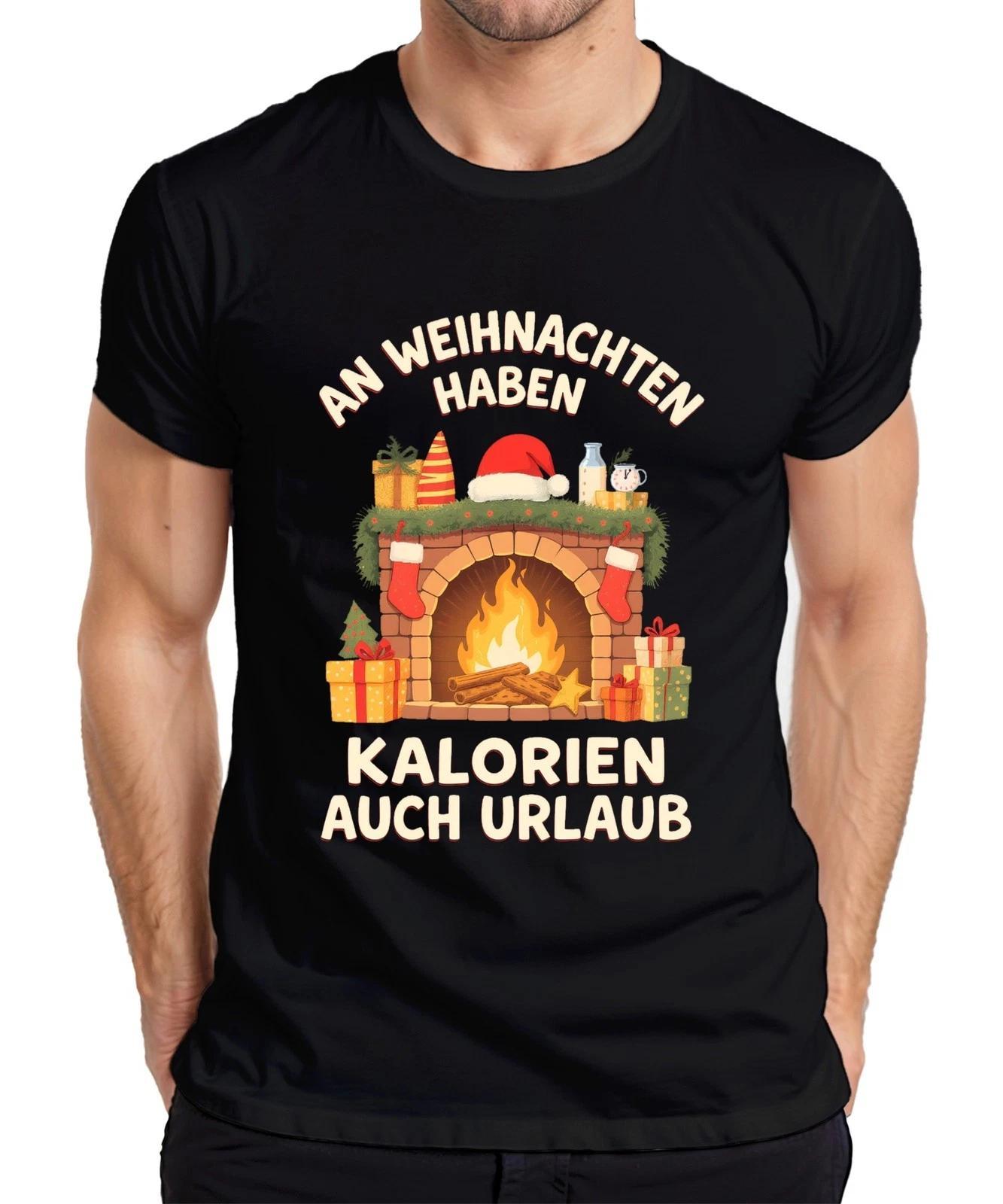An Weihnachten haben Kalorien auch Urlaub Geschenk lustig Kamin Herren T-Shirt L