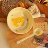 ZISIZ Cute Bear Ceramic Noodle Bowl with Handle and Spoon