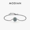 MODIAN Round Turquoise Black Golden Eyes Bracelet 925 Silver Punk Link Chain Bracelet For Women Hip Pop Fine Jewelry