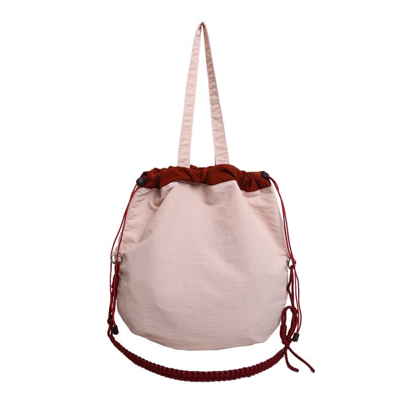 

Повседневная сумка контрастного цвета, складная сумка-ведро большой вместимости, маленькая свежая сумка-мешок на шнурке, женская сумка на одно плечо average size