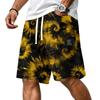 Men's Casual Corduroy Drawstring Shorts Gradient Pattern Elastic Waistband Lightweight Summer Beach Wear