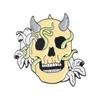 Gold Striking Plated Punk Skull Brooch Featuring Beautiful Rose Design For Distinctive Fashion Appeal