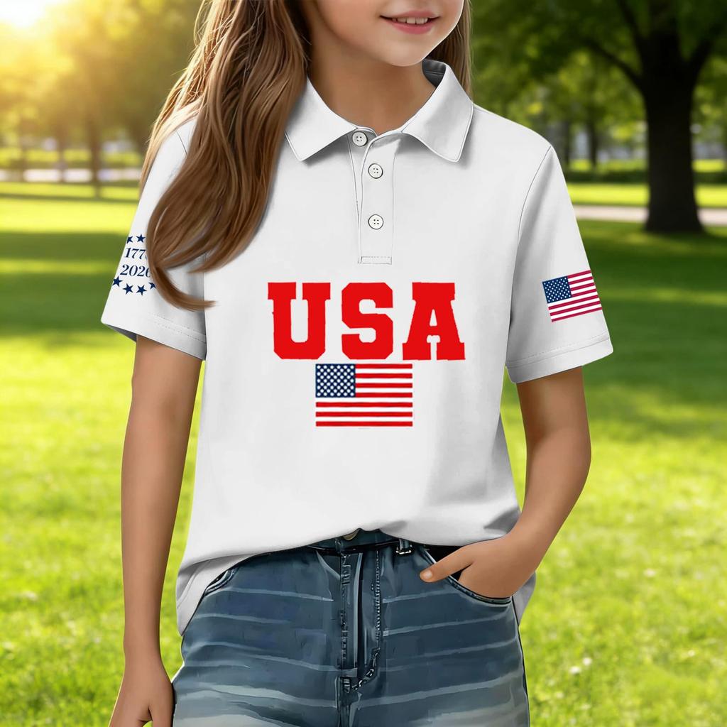 Children's Daily Casual Short-sleeved Print Tops T-shirts Shirts