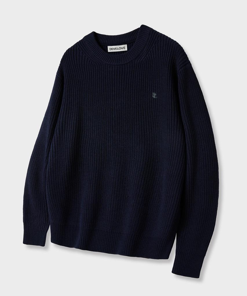 Dibellobeu Essential Oversized Round Hacci Knit_Navy