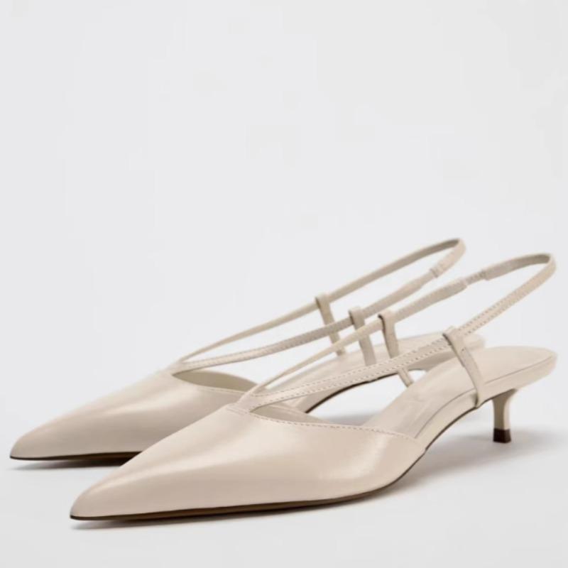 V-shaped Thin Strap Pointed Low Heels Women Sandals Luxury Back Strap Dress Office Lady Footwear  Summer Designer Shoes