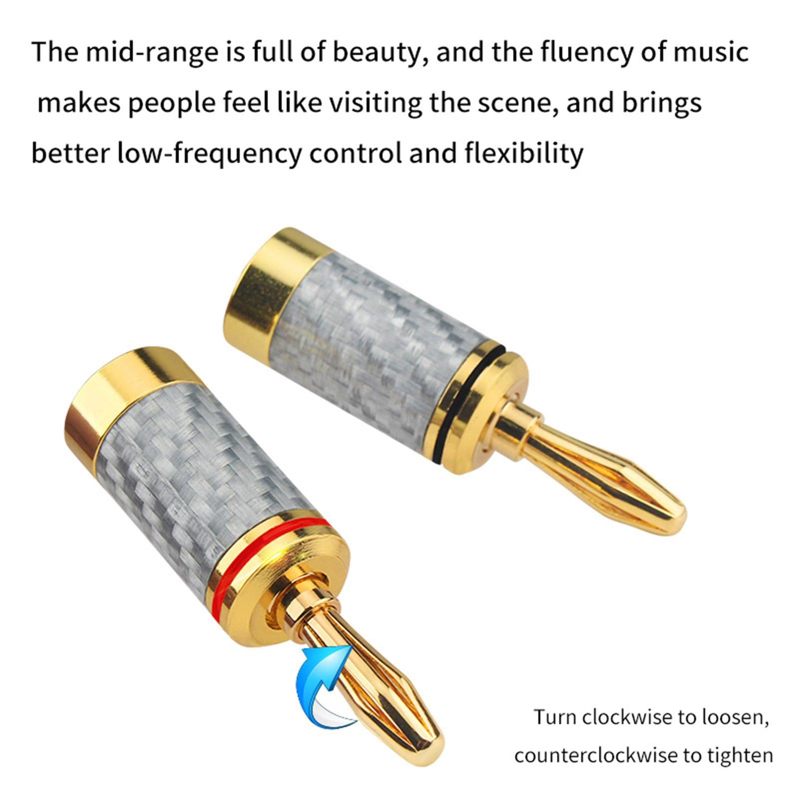 

4PCS Carbon Fiber Banana Plugs Gold Plated Solderless Connectors Enhances Sound and Secure Connection 1