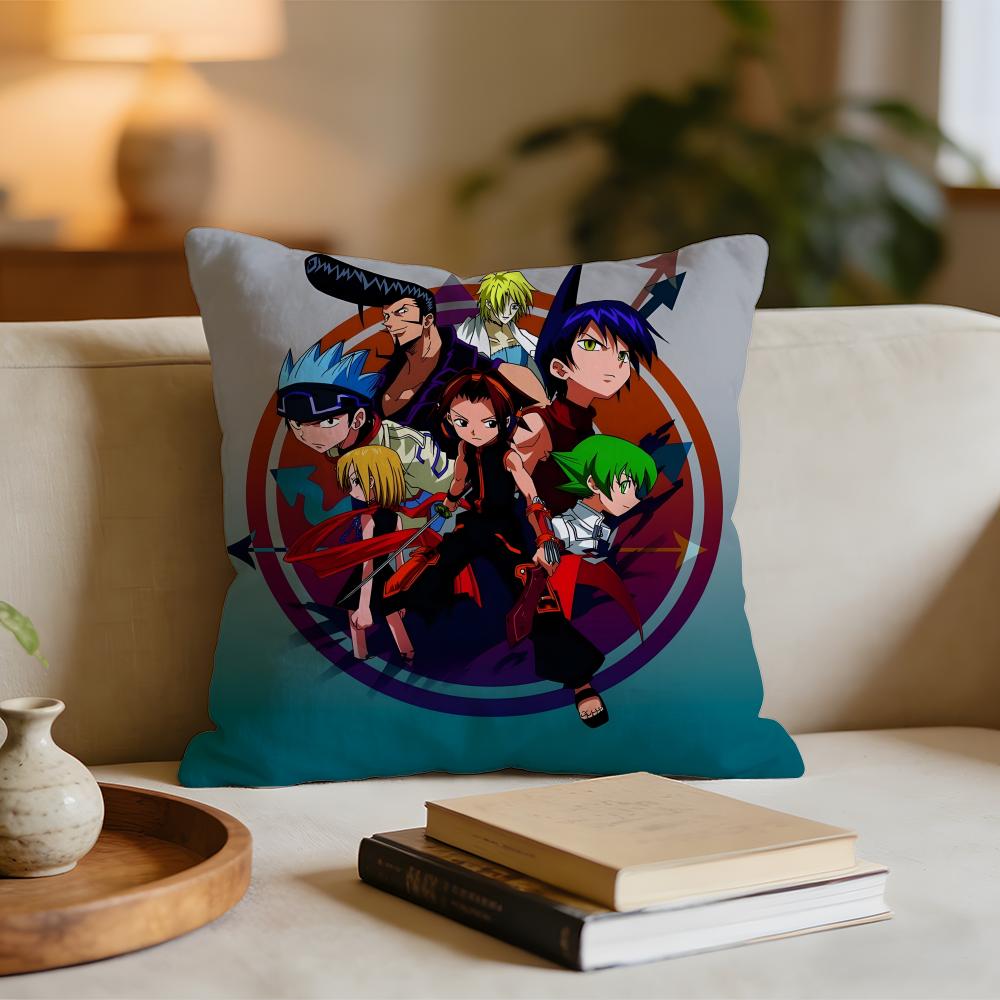 Аниме Шаман Кинг Наволочка Короткая плюшевая наволочка для кровати дивана стирающаяся 30x30cm