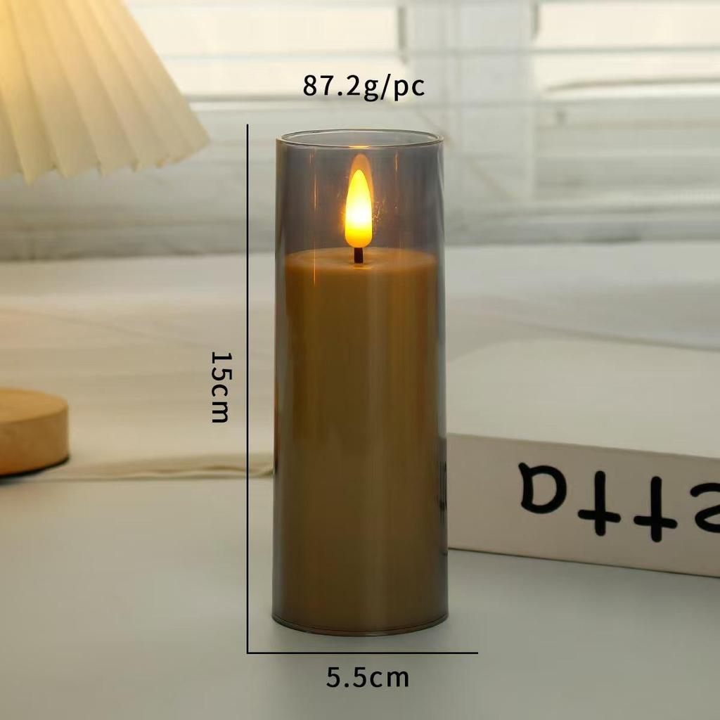 LED Electronic Candle Light Strip with Transparent Lampshade for Bar, Restaurant, KTV, Party, and Outdoor Camping Decor.
