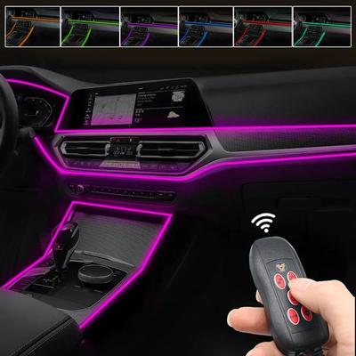 USB Car Interior Lights 64 Colors Optical Fiber Strips Multiple Modes Sound Control RGB Decorative Ambient Lamp Car Neon Light