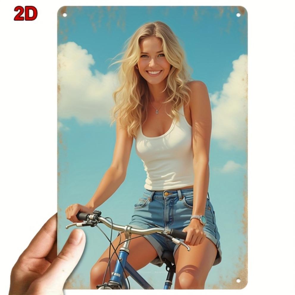 Vintage Beach Bicycle Tin Sign 8x12 Inch Metal Wall Art for Home Bar Cafe