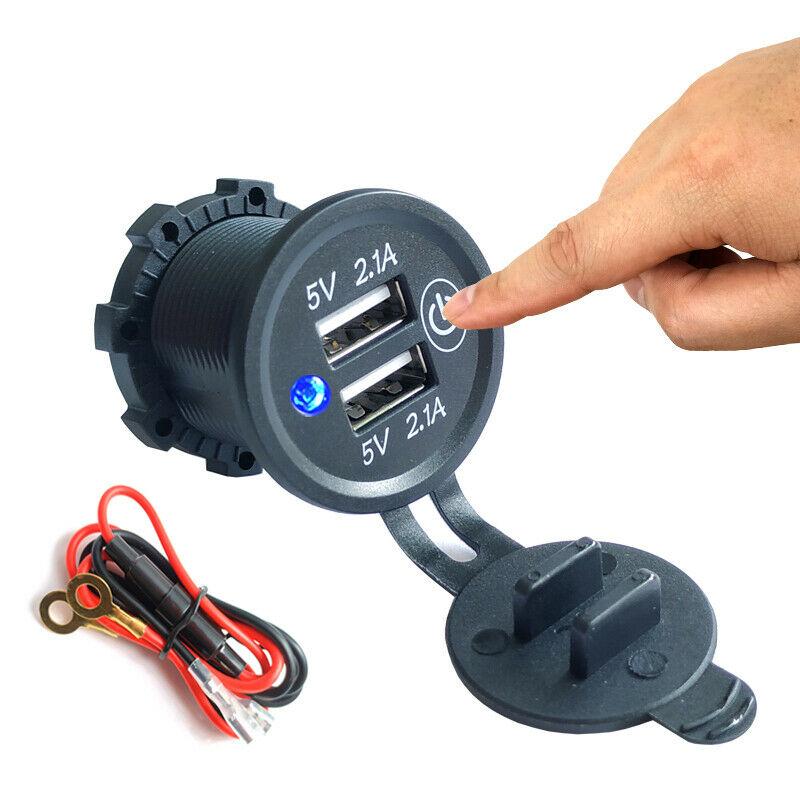 Buy Touch ON OFF Switch Car Charger Dual USB 2.1A Power Adapter For ...