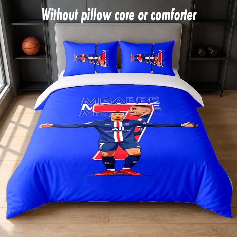 Kylian Mbappe Design Bed Bedding Set 1 Duvet Cover + 2 Pillowcases Soft Breathable Household Bed Linens
