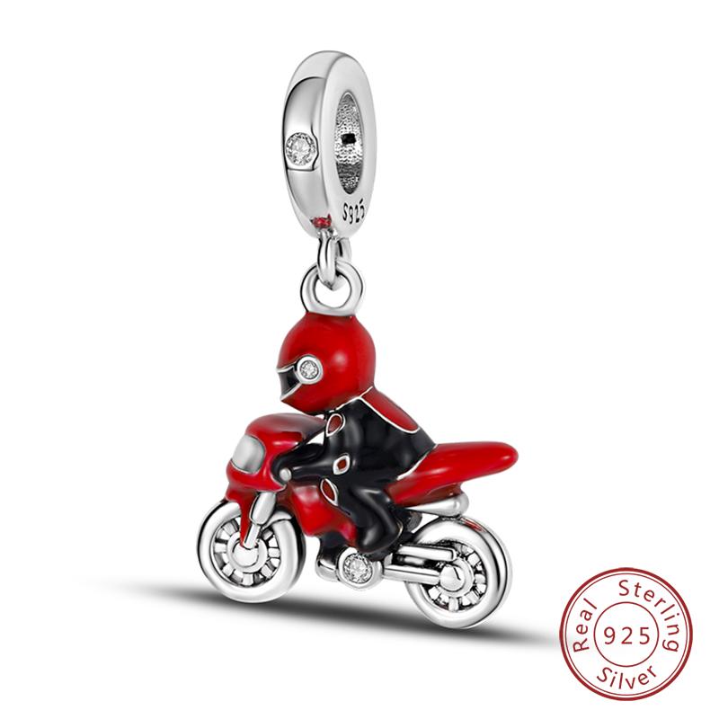 925 Silver Motorcycle Sports Car Bicycle Charms Pendents Fit Qikaola Original Bracelets Fine DIY Birthday Jewelry Gifts