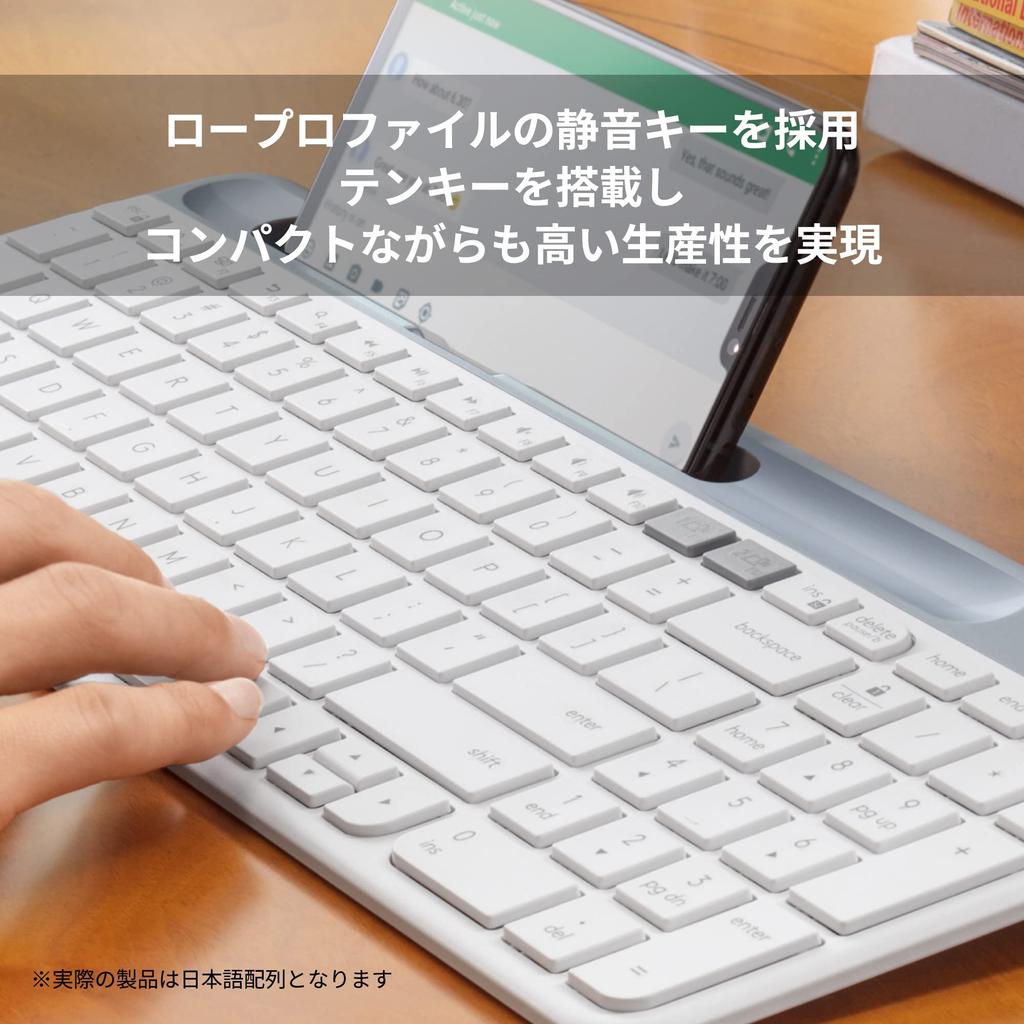 Logitech Silent Bluetooth Wireless Keyboard K580OW Off-White Ultra-thin Compact Unifying Wireless Keyboard Thin Numeric Keypad Wireless Windows Mac iP