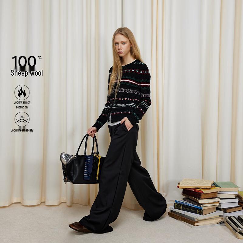 GREEN BELT Men's Fair Isle Wool Knit Cardigan