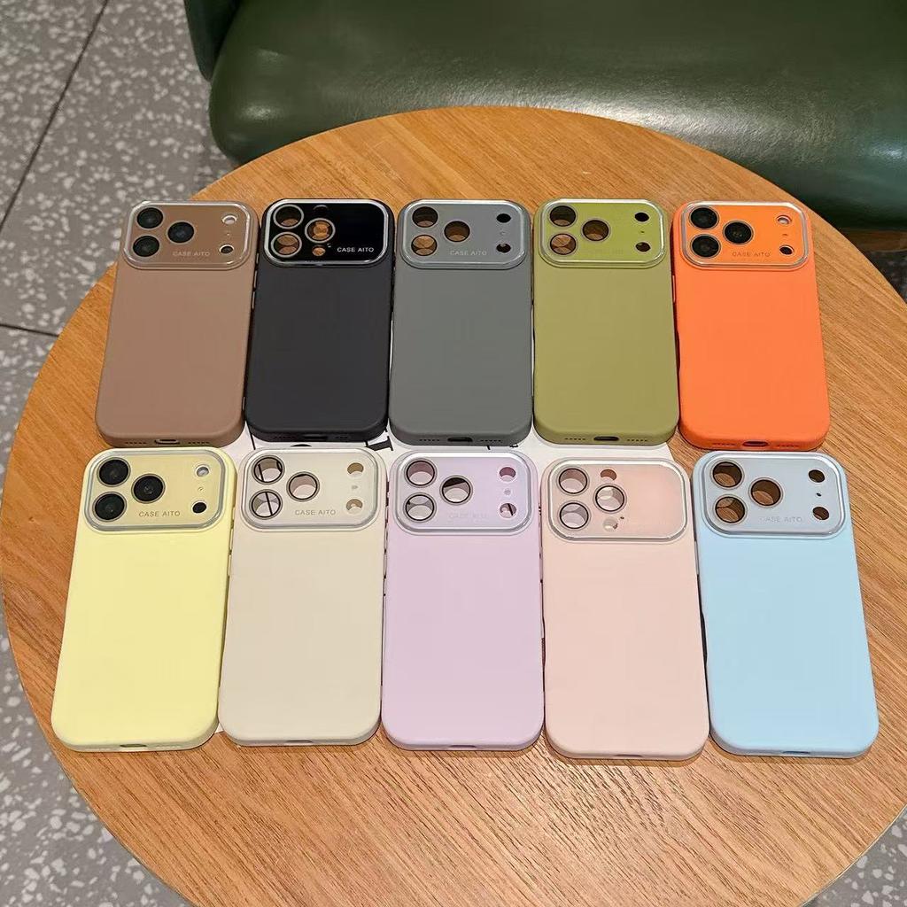 Large Window Camera Protection Silicone Case For iPhone 17 16 15 14 13 12 11 Plus Pro Max Solid Color Matte Shockproof Cover