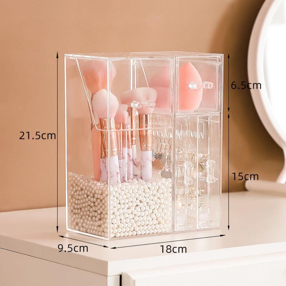 Acrylic Makeup Brush Holder Transparent Beauty Brush Container  Vanity Table
