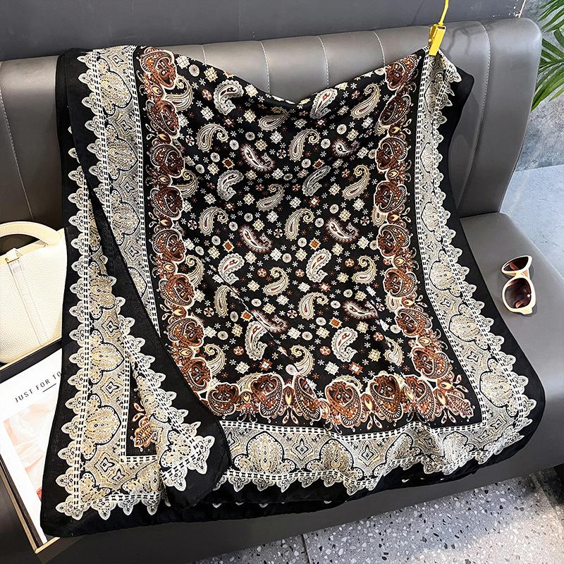 

Ретро Принт Хлопок и Лен На Ощупь Универсальный и Модный Шарф с Женским Шарфом с Большой Шалью Длинный Стиль 88*182cm