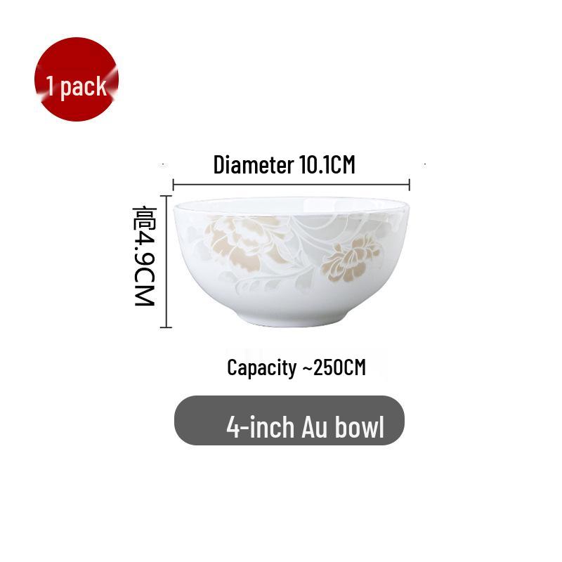 Chinese-Style Ceramic Bone China Bowl Set: Large Soup & Noodle, Rice Bowls, Plates, and Hat Bowl.