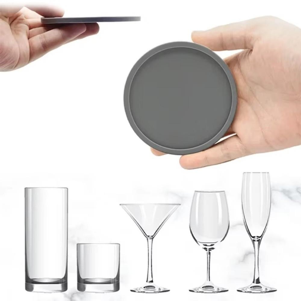 6Pcs High Quality 10cm Diameter Silicone Coasters with Holder Heat Resistant Drink Coasters Non-Slip Round Shape Cup Coasters