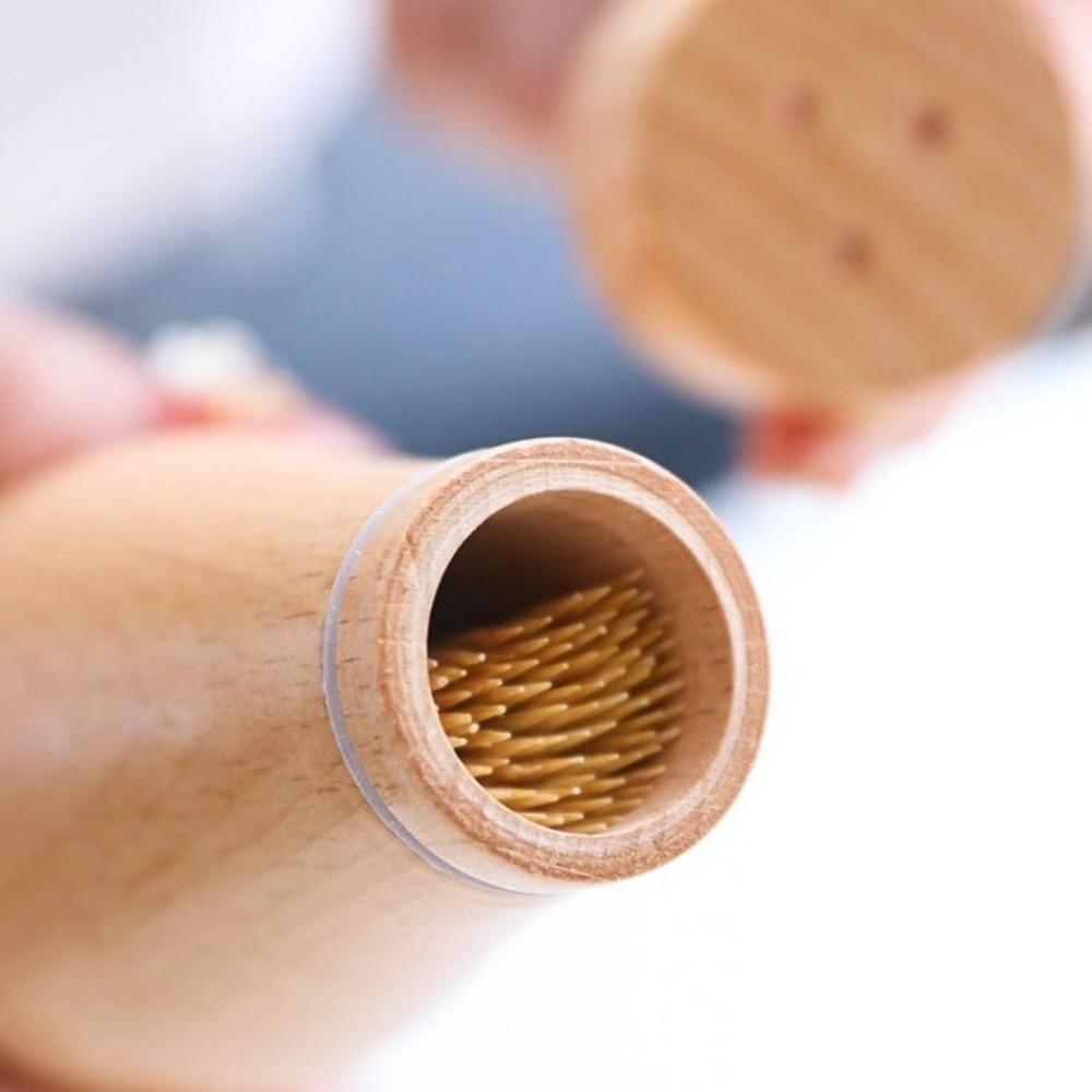 Portable Beech Wood Toothpick Box Wooden Toothpick Storage Container Toothpick Case  Restaurant