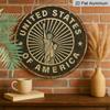 2D Flat, 1pc 7.87x7.87 Inch 2D Flat Round Aluminum Sign - "United States of America" Retro Wall Art with Statue of Liberty Design, Durable Metal