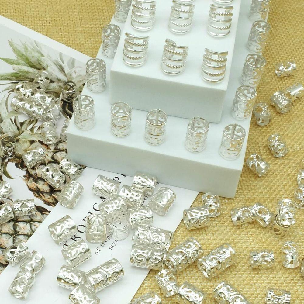 

Зажимы для трубок Кольца для волос дредов Принадлежности для волос Грязные косы Заколки для волос Женщины Мужчины серебряный