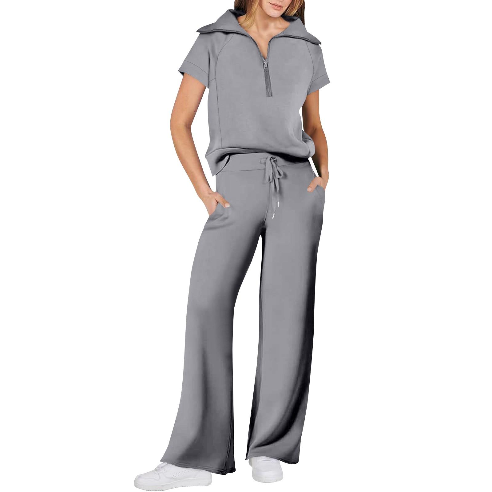 

Женские повседневные спортивные брюки с короткими рукавами, повседневная толстовка на молнии с короткими рукавами, широкие брюки, спортивный костюм L