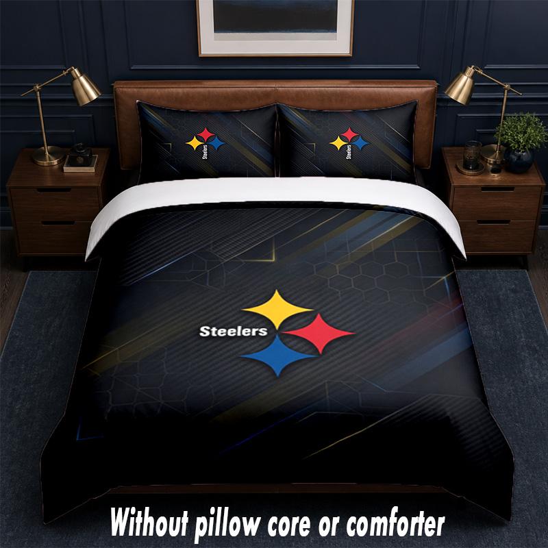 Pittsburgh Steelers Design Bed Bedding Set 1 Duvet Cover + 2 Pillowcases Soft Breathable Household Bed Linens