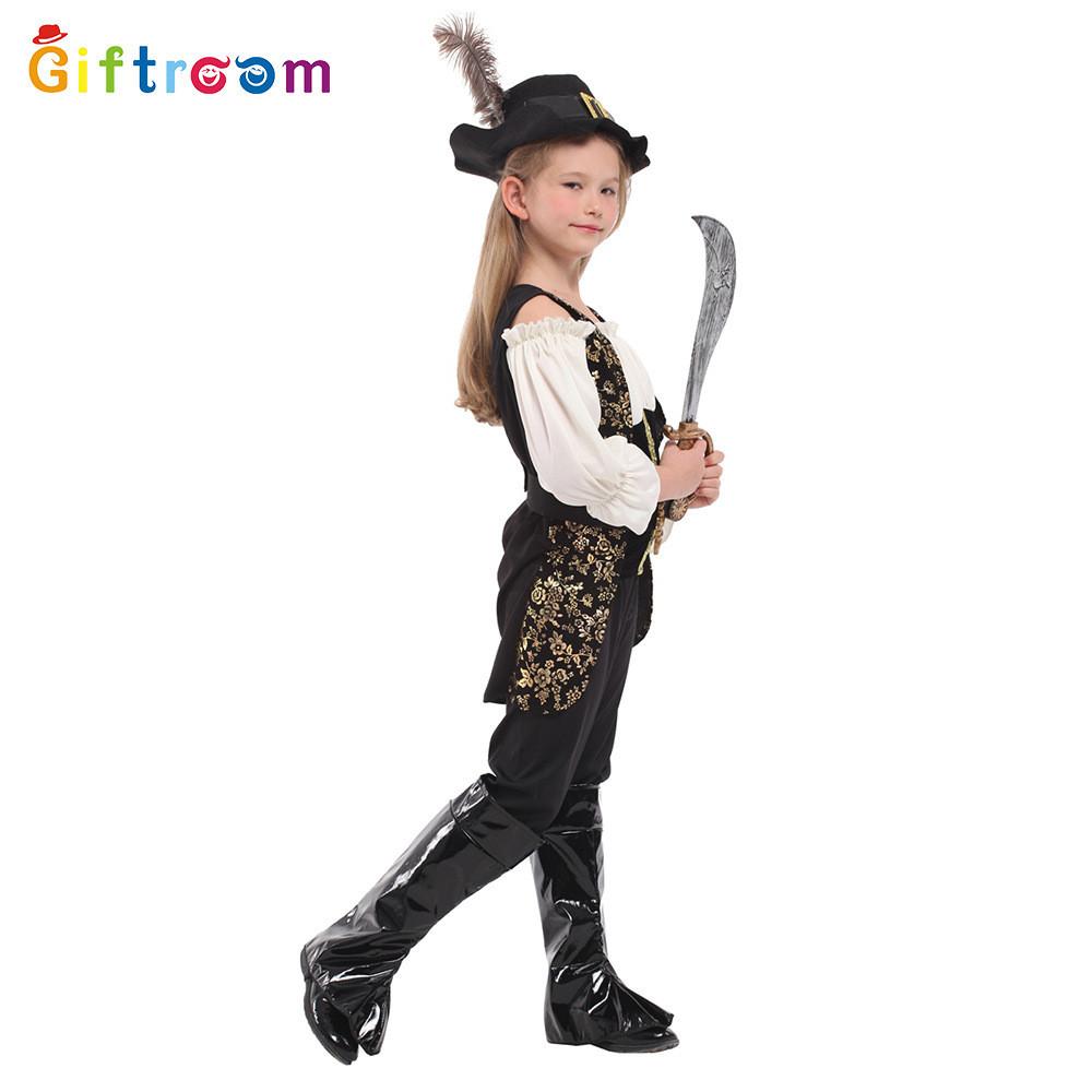 Beautiful Caribbean Pirate Costume For Girls Featuring High-quality Polyester Fabric